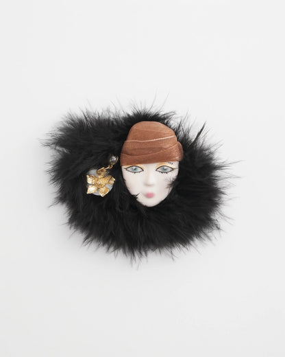 Chico's Feathered Lady Brooch Multi
