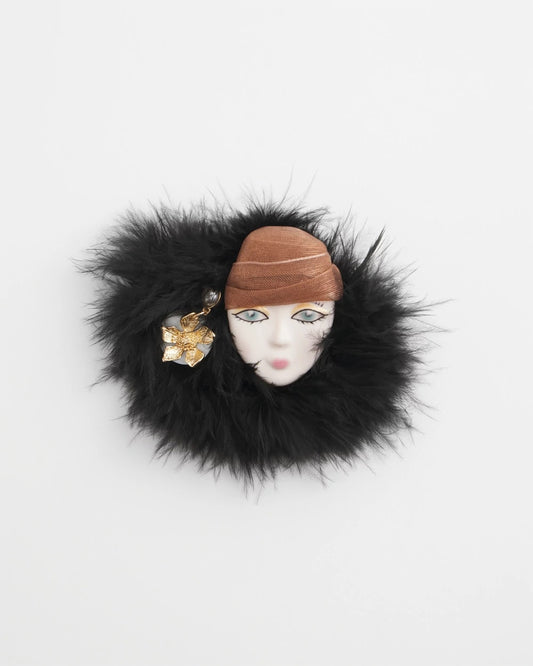 Chico's Feathered Lady Brooch Multi
