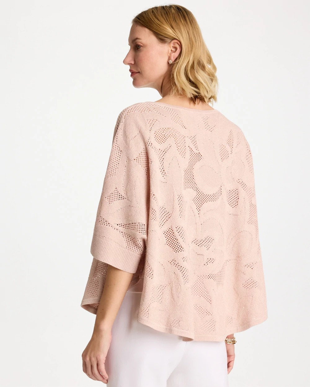 Chico's Boatneck Rounded Hem Poncho Rose Smoke
