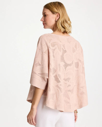 Chico's Boatneck Rounded Hem Poncho Rose Smoke