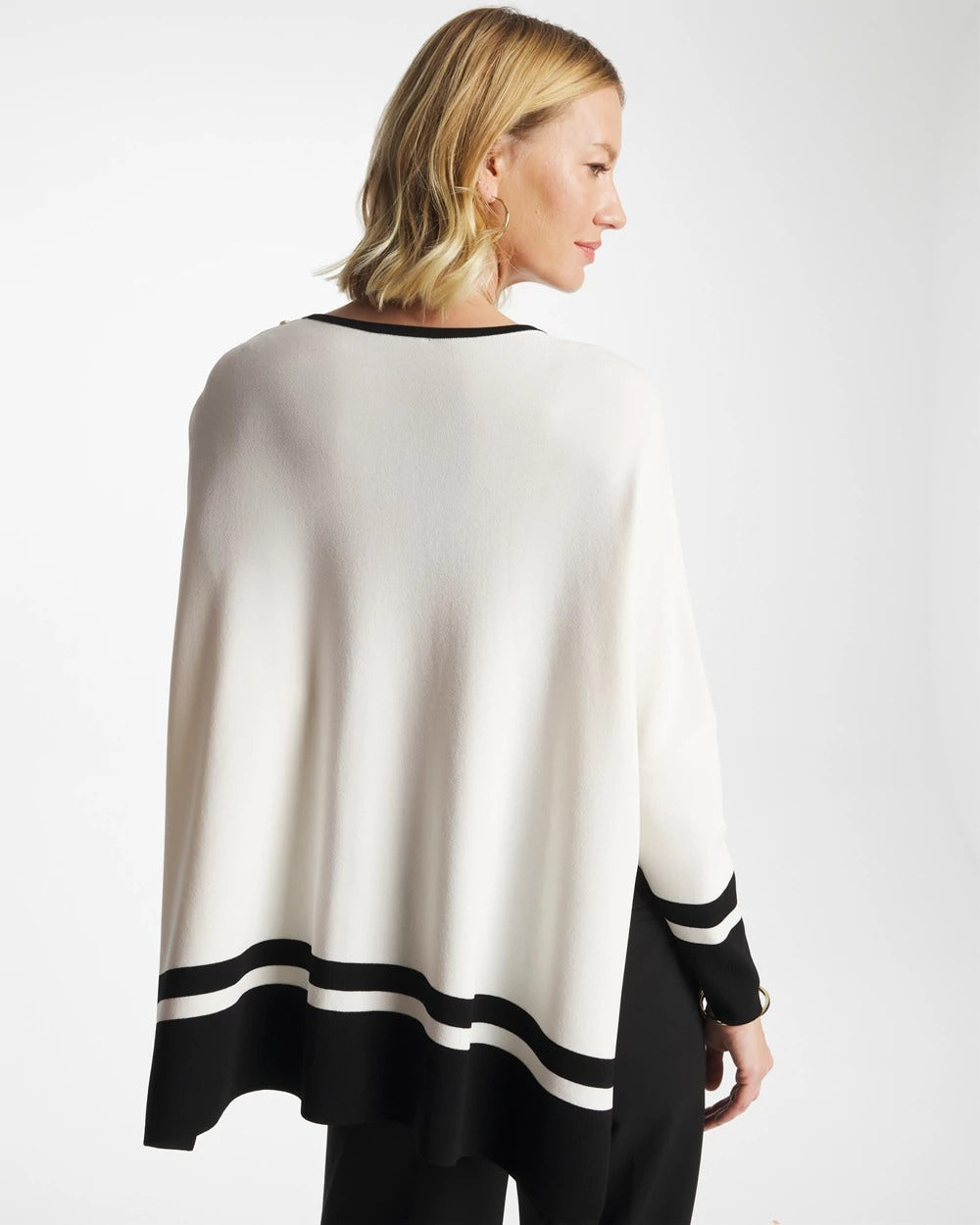 Chico's Button Detail Poncho Ecru