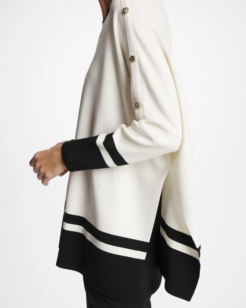 Chico's Button Detail Poncho Ecru