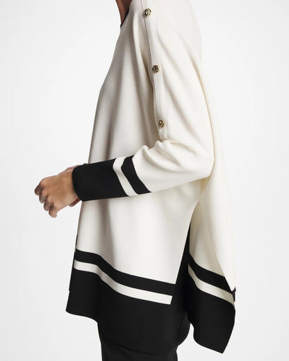 Chico's Button Detail Poncho Ecru