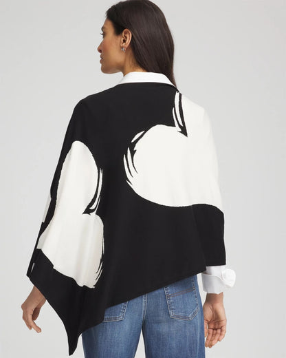 Chico's Love Brush Convertible Sweater Poncho Black