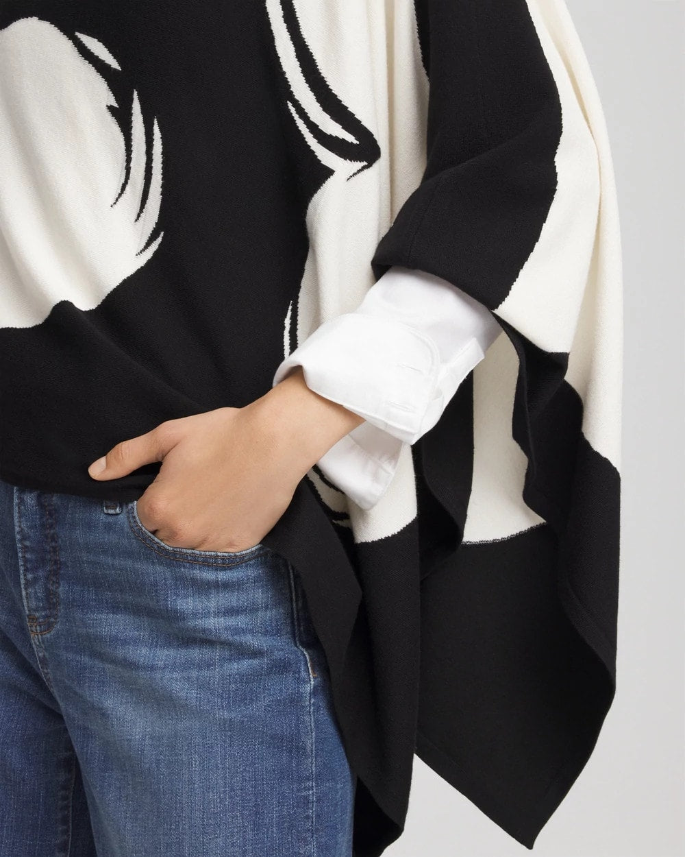 Chico's Love Brush Convertible Sweater Poncho Black