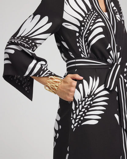 Chico's Tie-Front Long Kimono Black