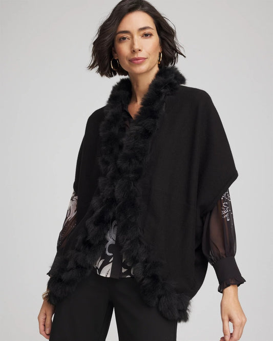 Chico's Faux Fur Cocoon Black