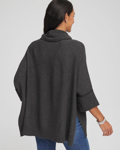 Chico's Cowlneck Poncho Graphite Heather Gray