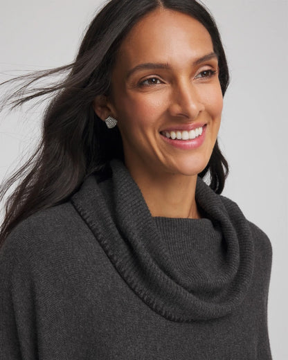 Chico's Cowlneck Poncho Graphite Heather Gray