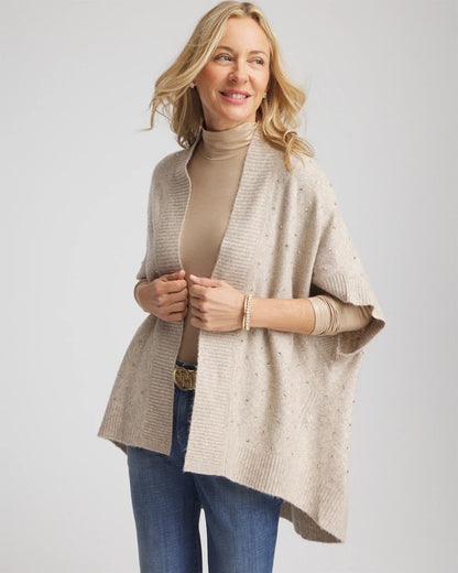 Chico's Embellished Cocoon Ruana Neutral