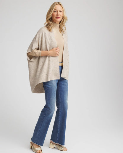 Chico's Embellished Cocoon Ruana Neutral