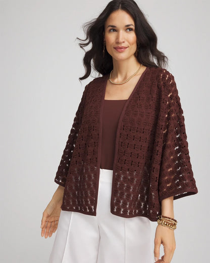 Chico's Short Woven Kimono Cacao