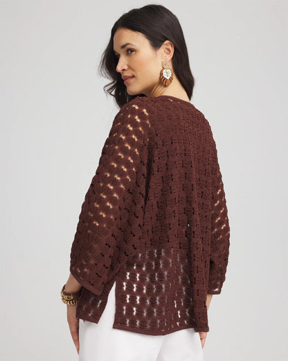 Chico's Short Woven Kimono Cacao