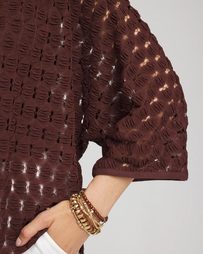 Chico's Short Woven Kimono Cacao