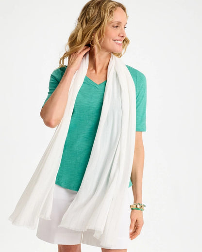 Chico's Lurex Oblong Scarf White