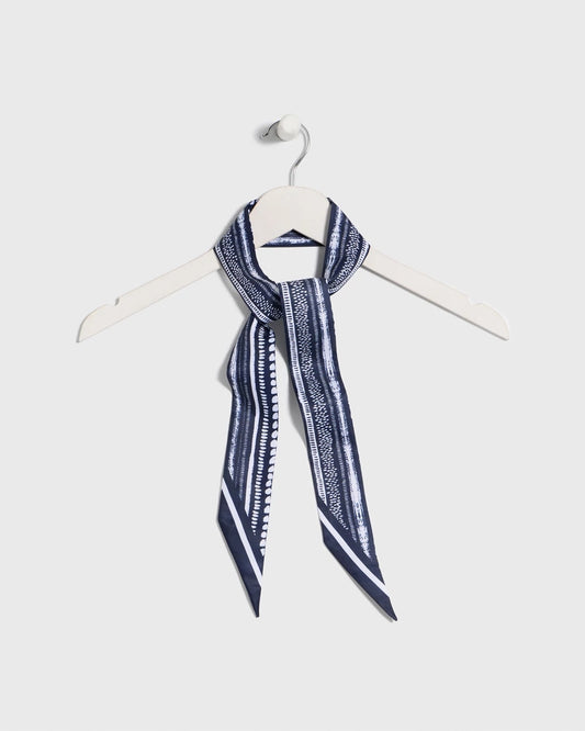 Chico's Printed Skinny Scarf Navy