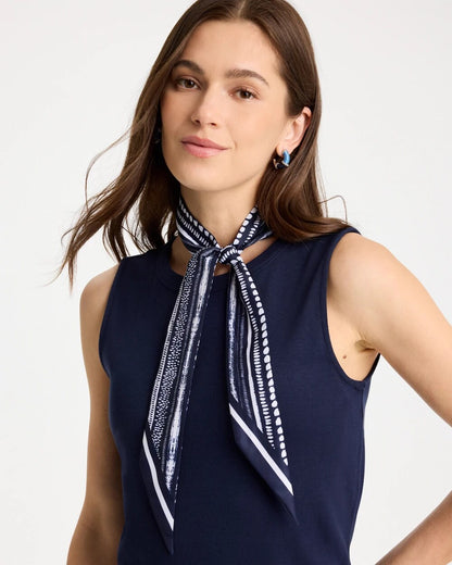 Chico's Printed Skinny Scarf Navy