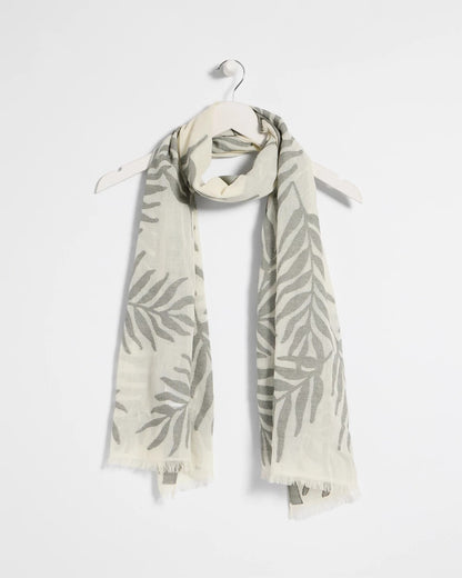 Chico's Palm Embroidered Oblong Scarf White