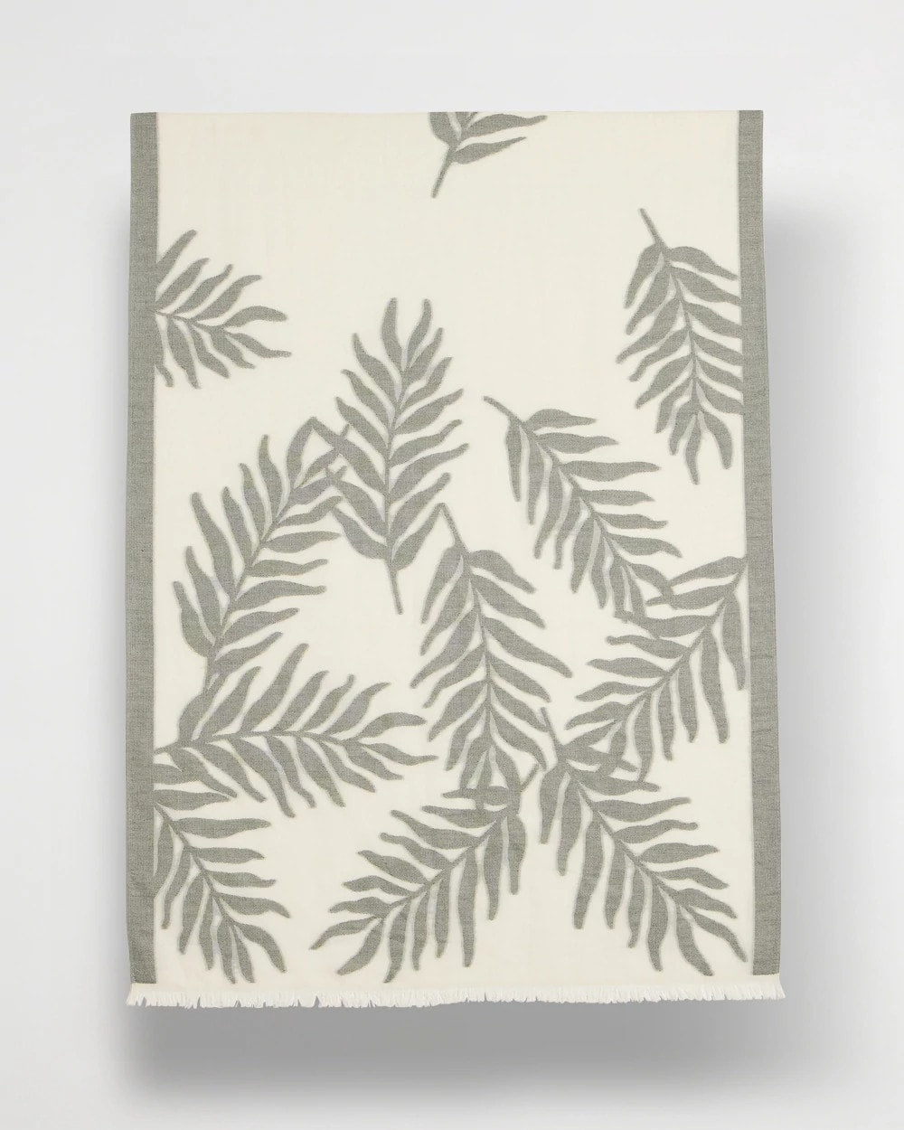 Chico's Palm Embroidered Oblong Scarf White