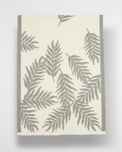 Chico's Palm Embroidered Oblong Scarf White