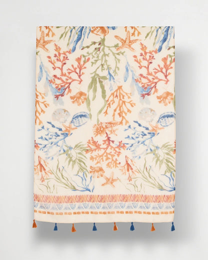Chico's Sea Life Tassel Oblong Scarf Olive