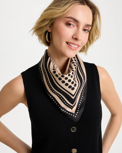 Chico's Polka Dot Square Scarf Black