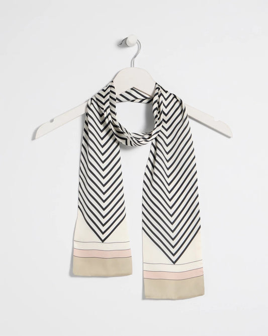 Chico's Satin Printed Skinny Scarf Black