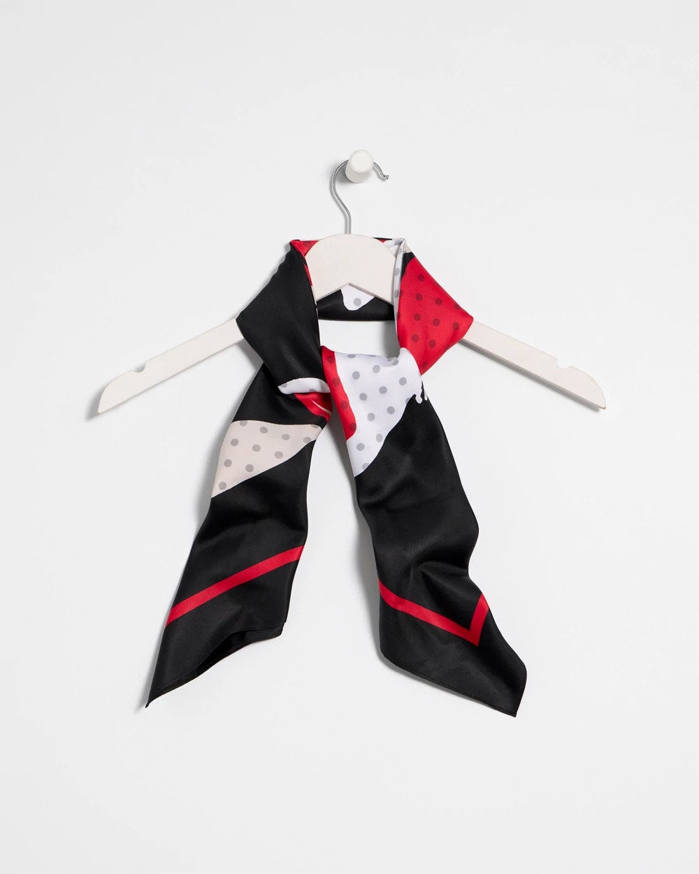 Chico's Polka Dot Floral Square Scarf Black