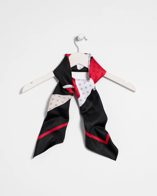 Chico's Polka Dot Floral Square Scarf Black