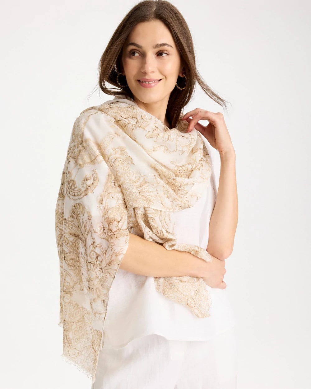 Chico's Foiled Oblong Scarf Neutral