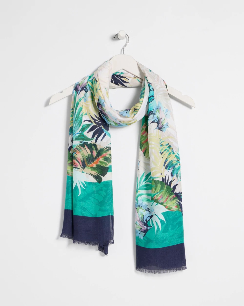 Chico's Printed Oblong Scarf Topanga Green