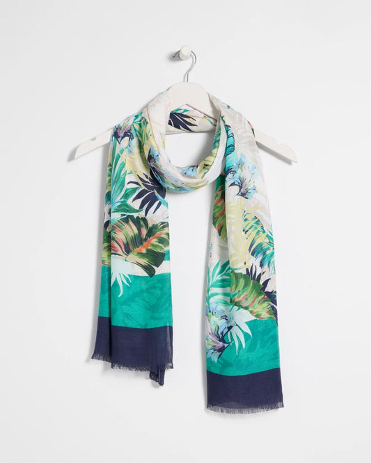 Chico's Printed Oblong Scarf Topanga Green