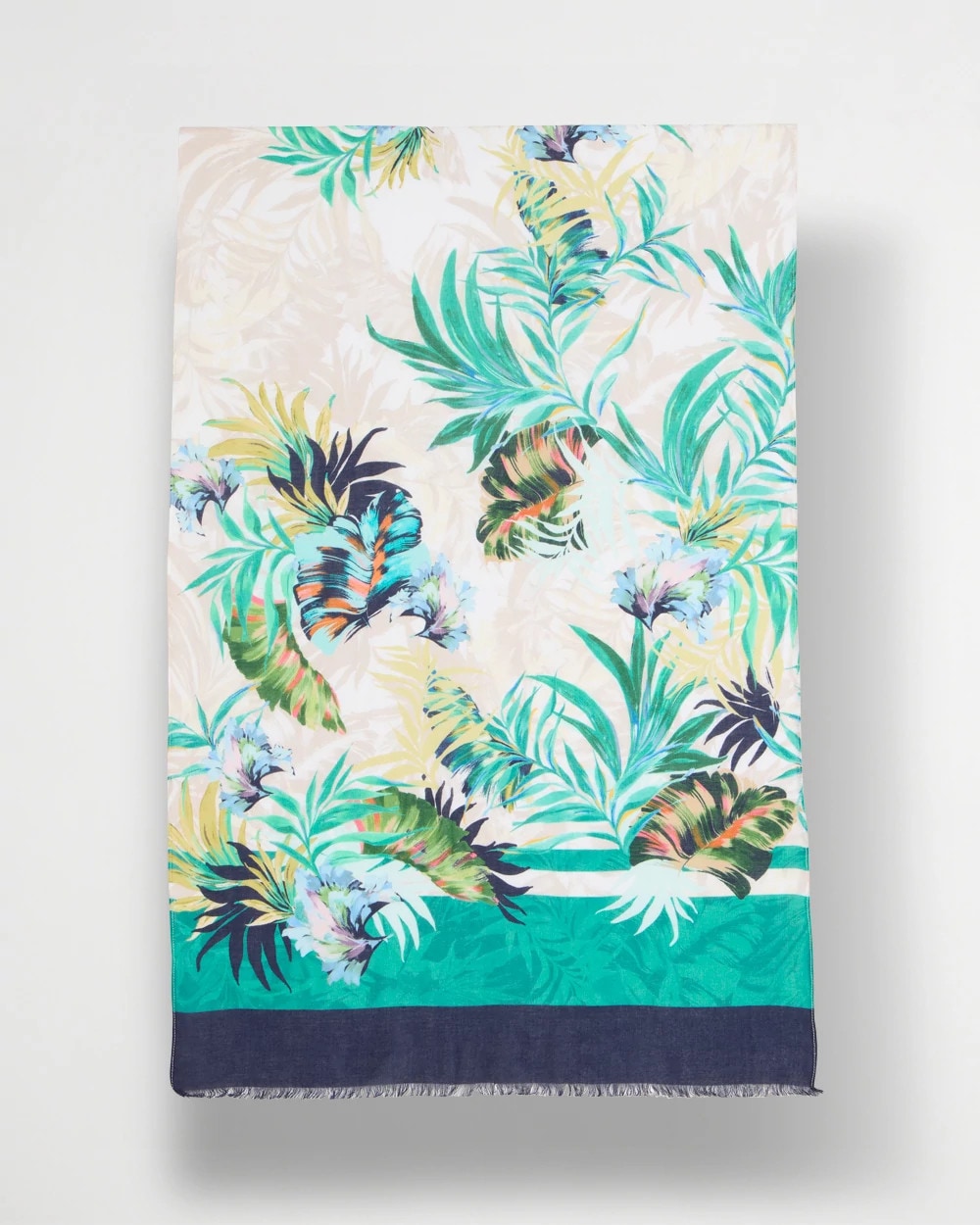 Chico's Printed Oblong Scarf Topanga Green