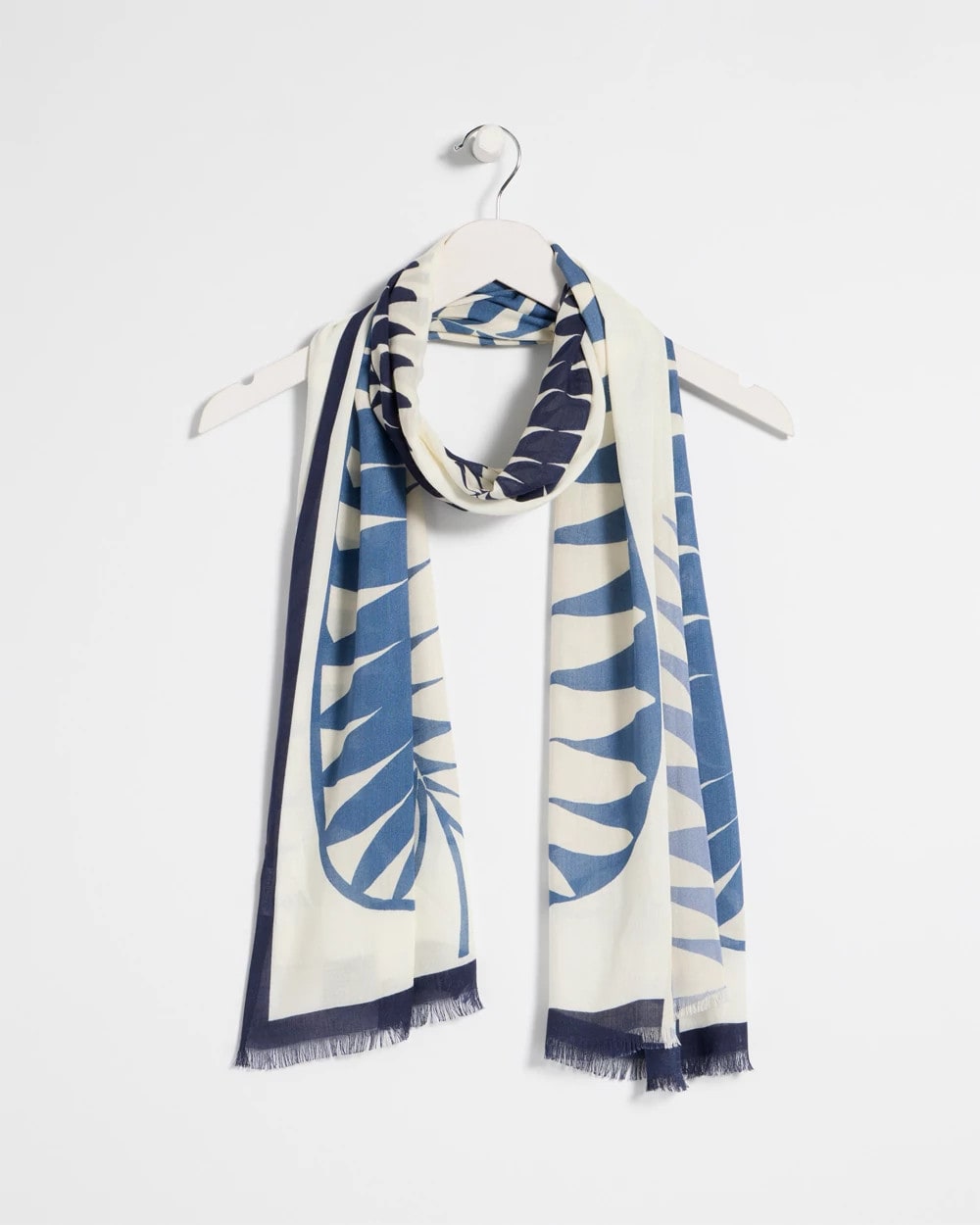 Chico's Palm Frond Oblong Scarf Passport Blue