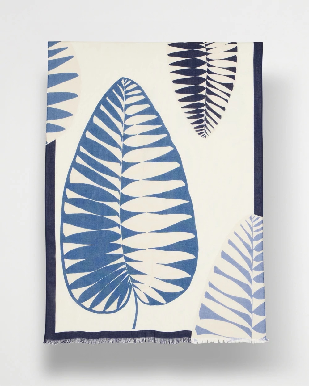 Chico's Palm Frond Oblong Scarf Passport Blue