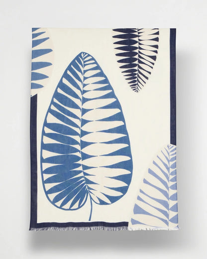 Chico's Palm Frond Oblong Scarf Passport Blue