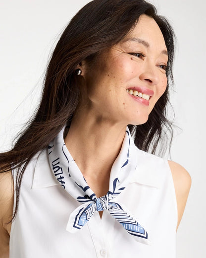 Chico's Beach Square Scarf Passport Blue