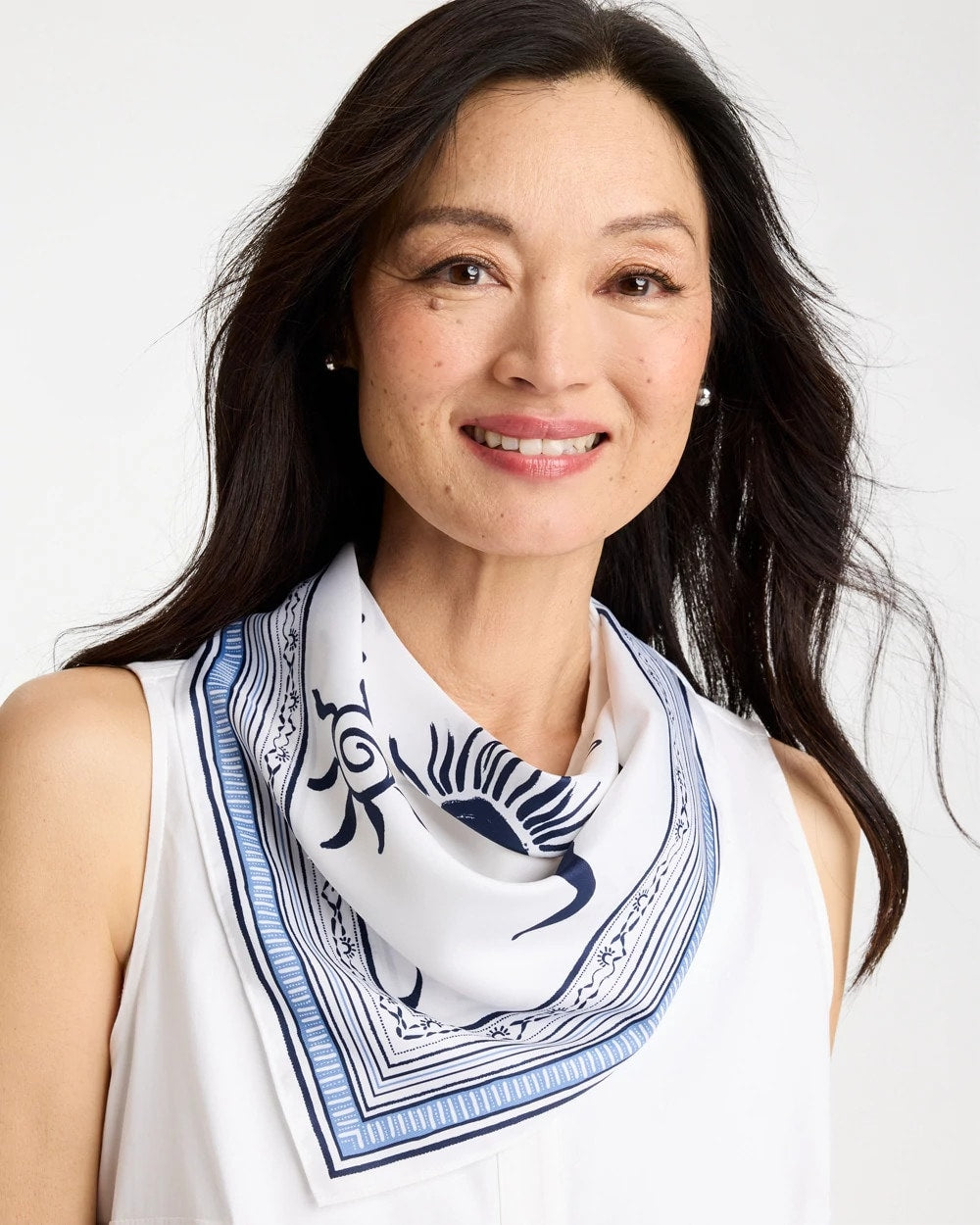 Chico's Beach Square Scarf Passport Blue