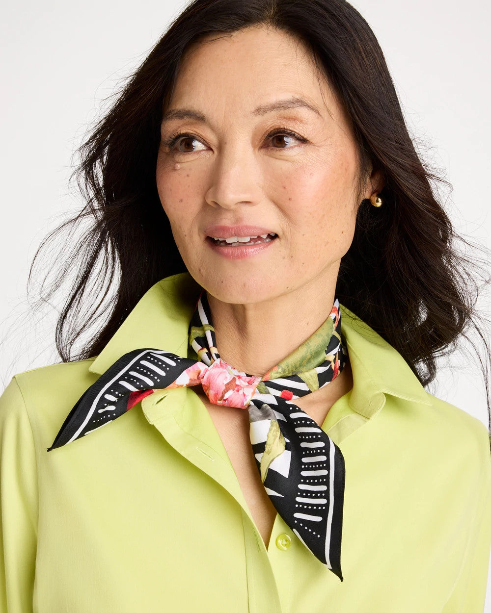 Chico's Tropical Square Scarf Black