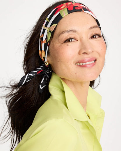 Chico's Tropical Square Scarf Black