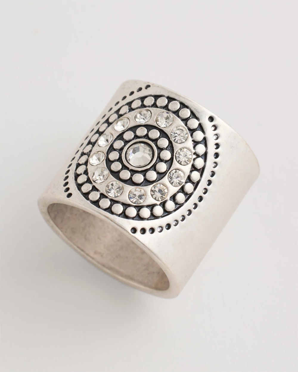 Chico's Medallion Motif Scarf Ring Silver