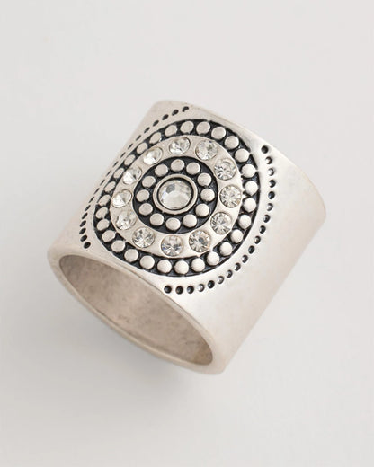 Chico's Medallion Motif Scarf Ring Silver