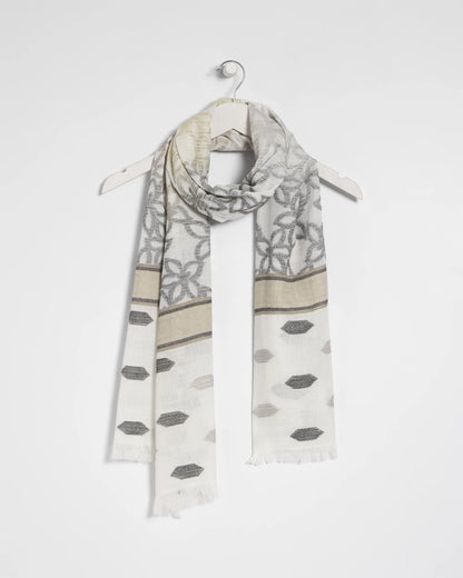 Chico's Neutral Paisley Polka Dot Oblong Scarf Neutral