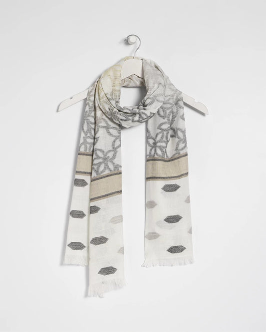 Chico's Neutral Paisley Polka Dot Oblong Scarf Neutral