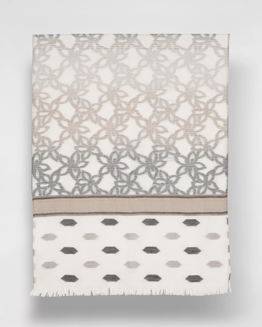 Chico's Neutral Paisley Polka Dot Oblong Scarf Neutral