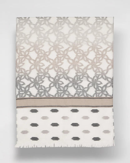 Chico's Neutral Paisley Polka Dot Oblong Scarf Neutral