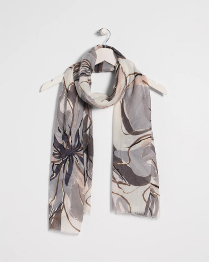 Chico's Foiled Floral Oblong Scarf Neutral