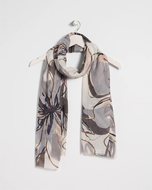 Chico's Foiled Floral Oblong Scarf Neutral