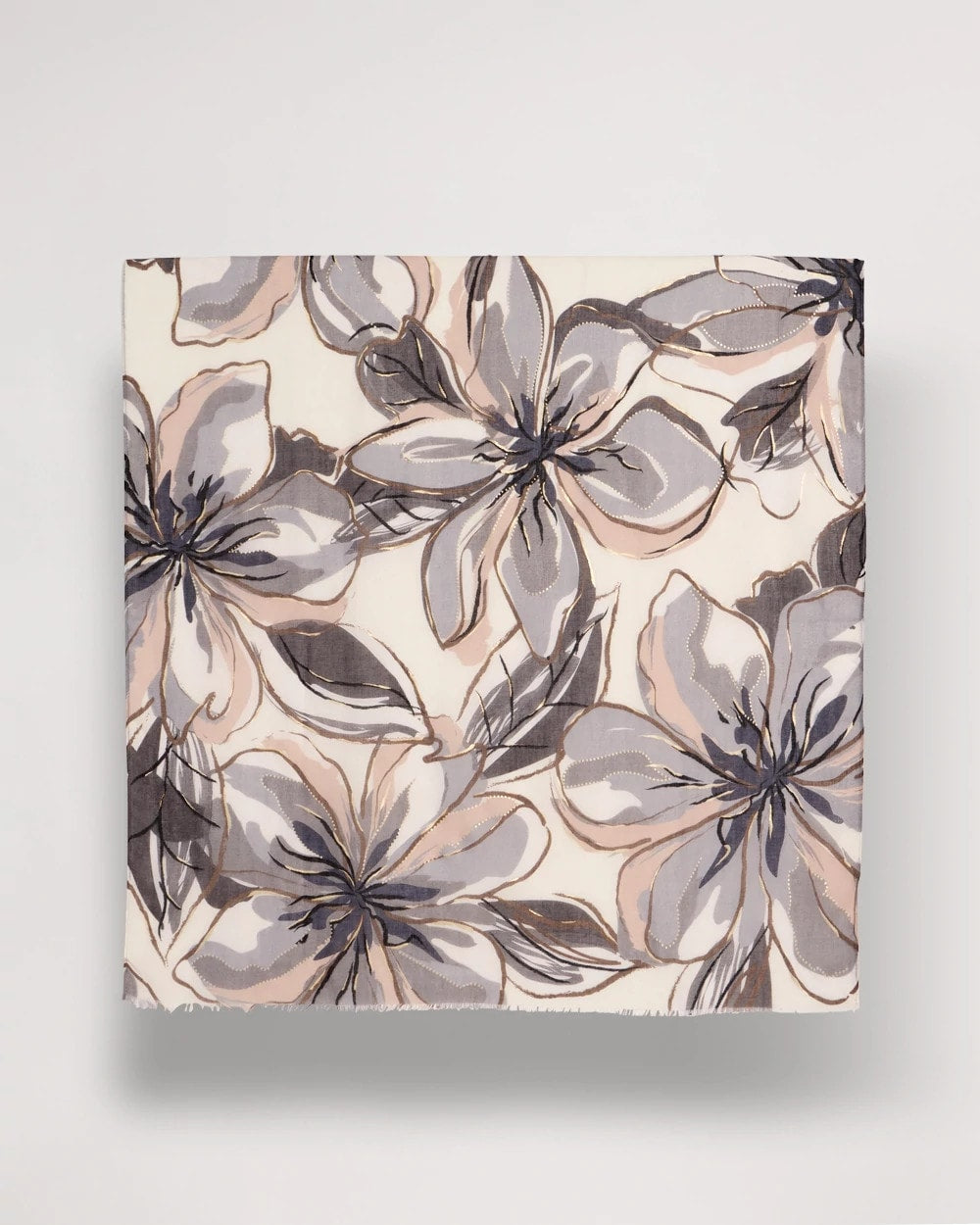 Chico's Foiled Floral Oblong Scarf Neutral