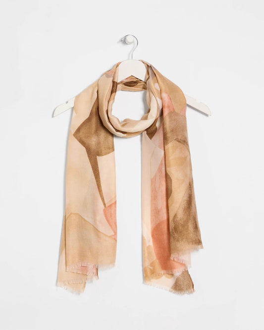 Chico's Neutral Floral Oblong Scarf Neutral